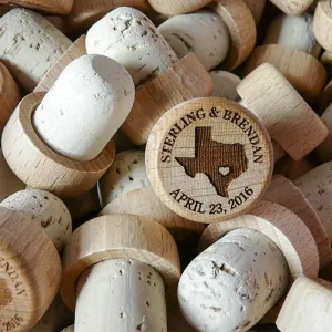 Personalized State Love Wine Stopper Wedding Favors with Heart