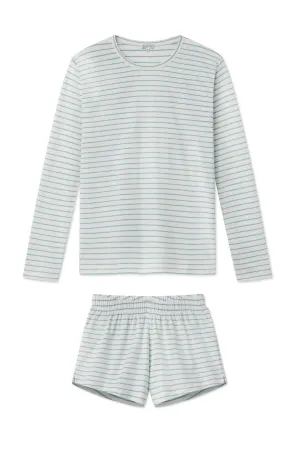 Pima Crew Long-Short Set in Clover Leaf Rowing Stripe