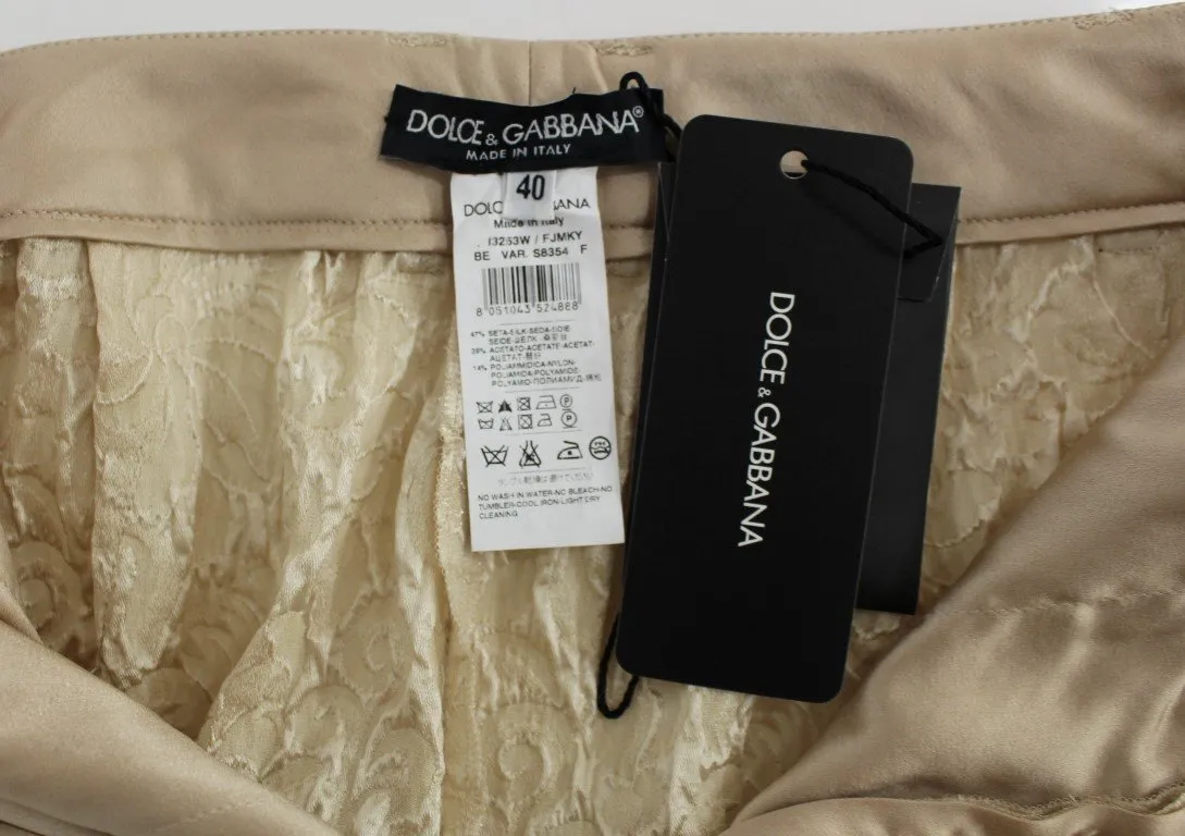 Pink silk baroque pattern shorts pants