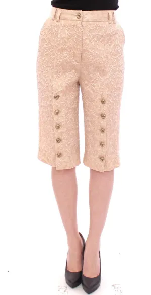 Pink silk baroque pattern shorts pants