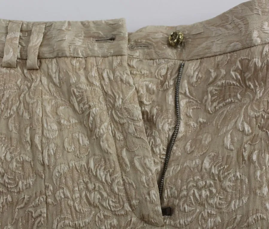 Pink silk baroque pattern shorts pants