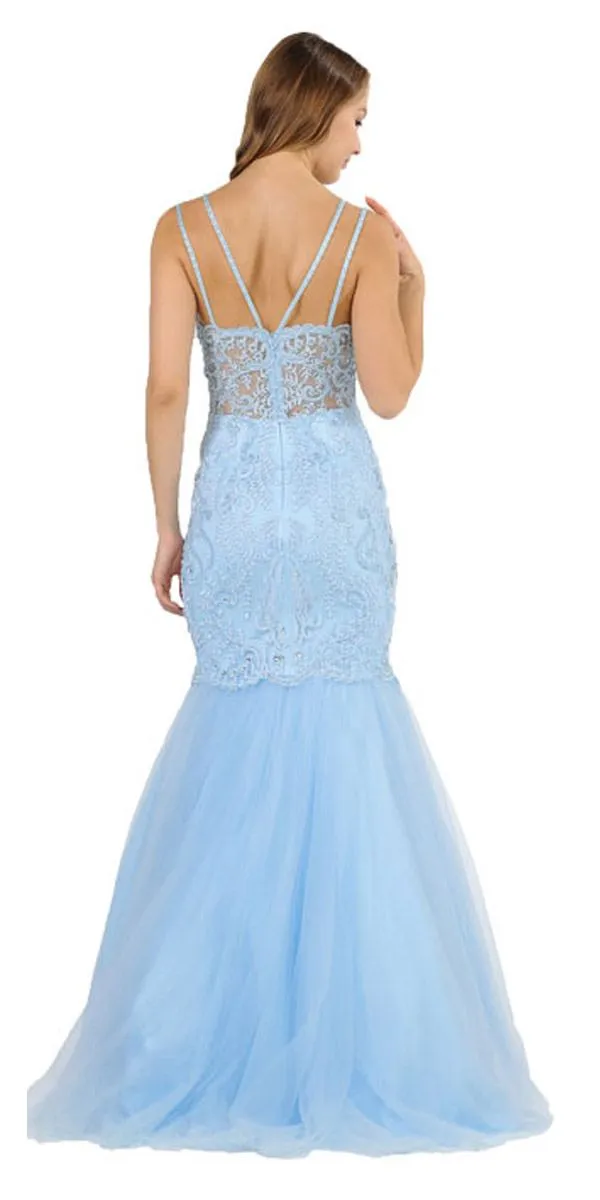 Poly USA 8352 Embroidered-Lace Mermaid Long Dress