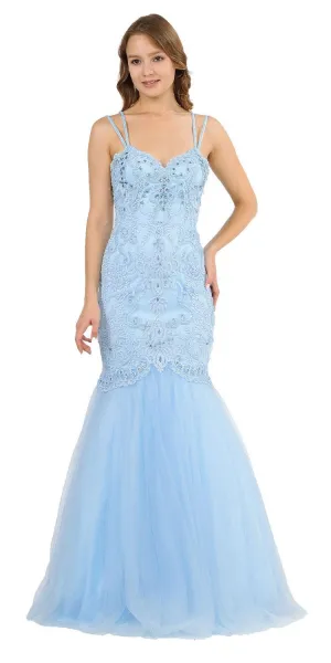 Poly USA 8352 Embroidered-Lace Mermaid Long Dress