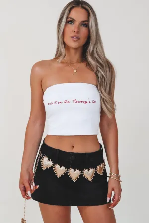 Put It On The Cowboys Tab Strapless Graphic Top