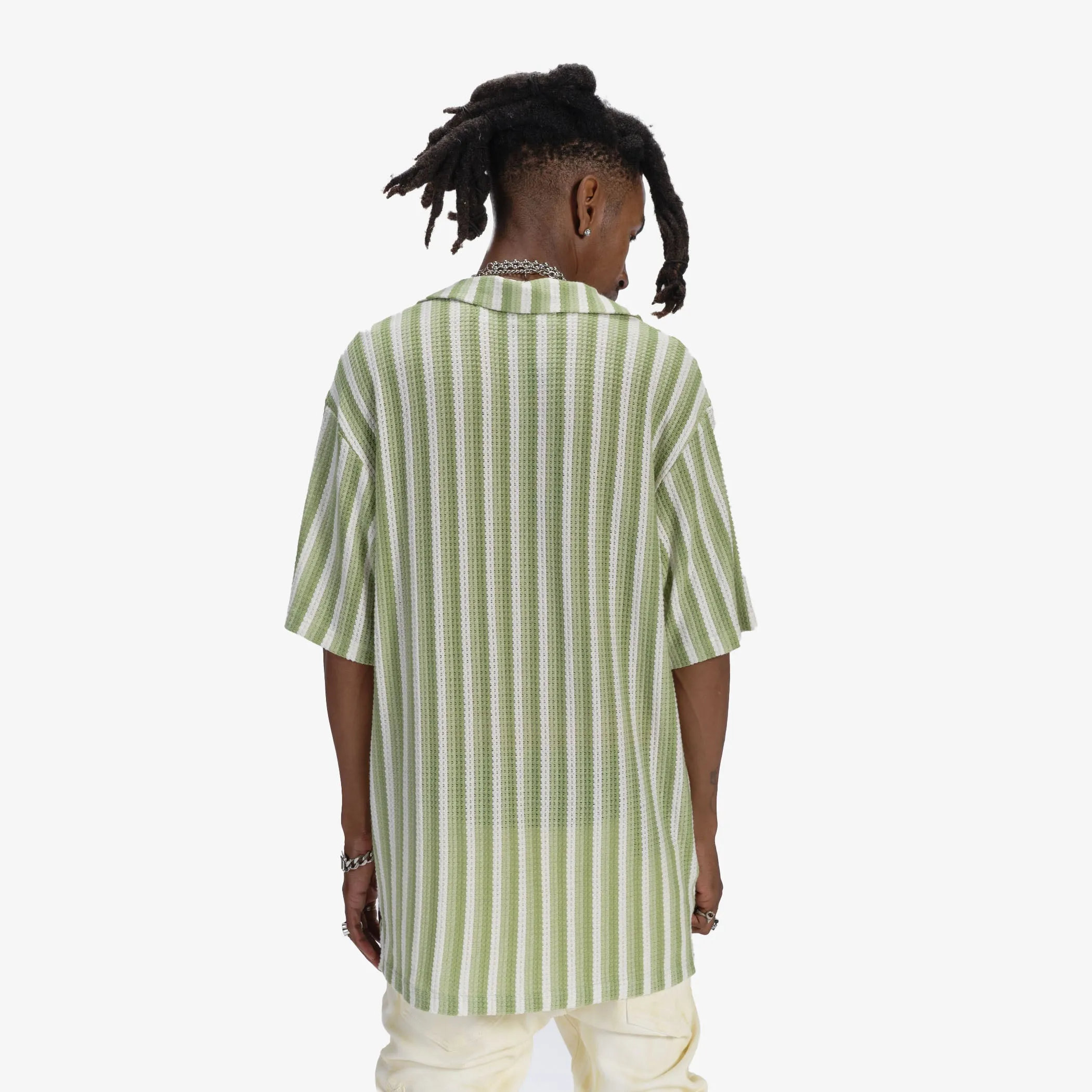 "Sierra" Button-Up (lime stripe)