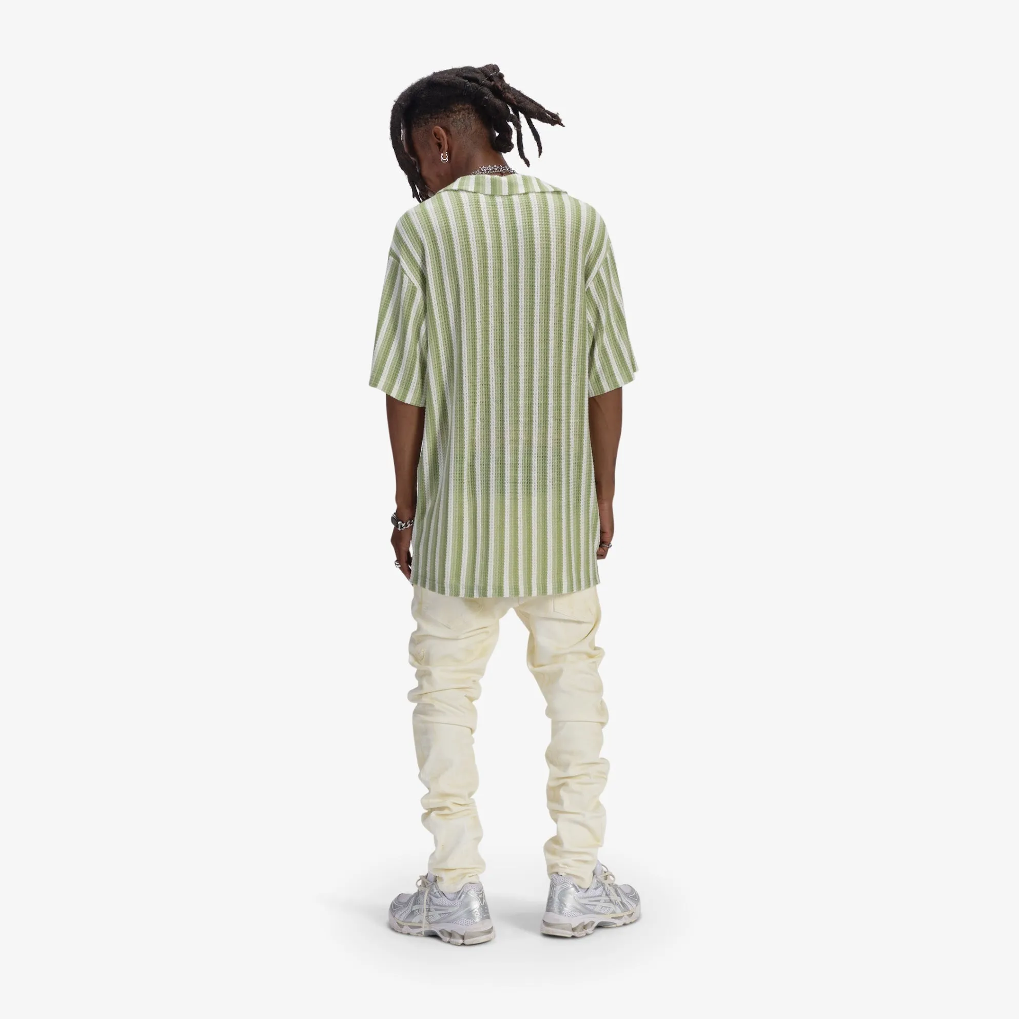 "Sierra" Button-Up (lime stripe)
