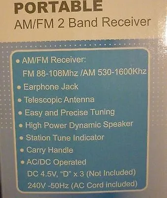 RADIO PORTABLE AM / FM - AC / DC - NEW