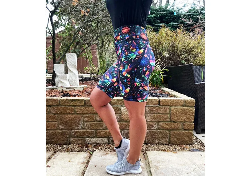 Rainbow Rainforest Long Shorts with pockets