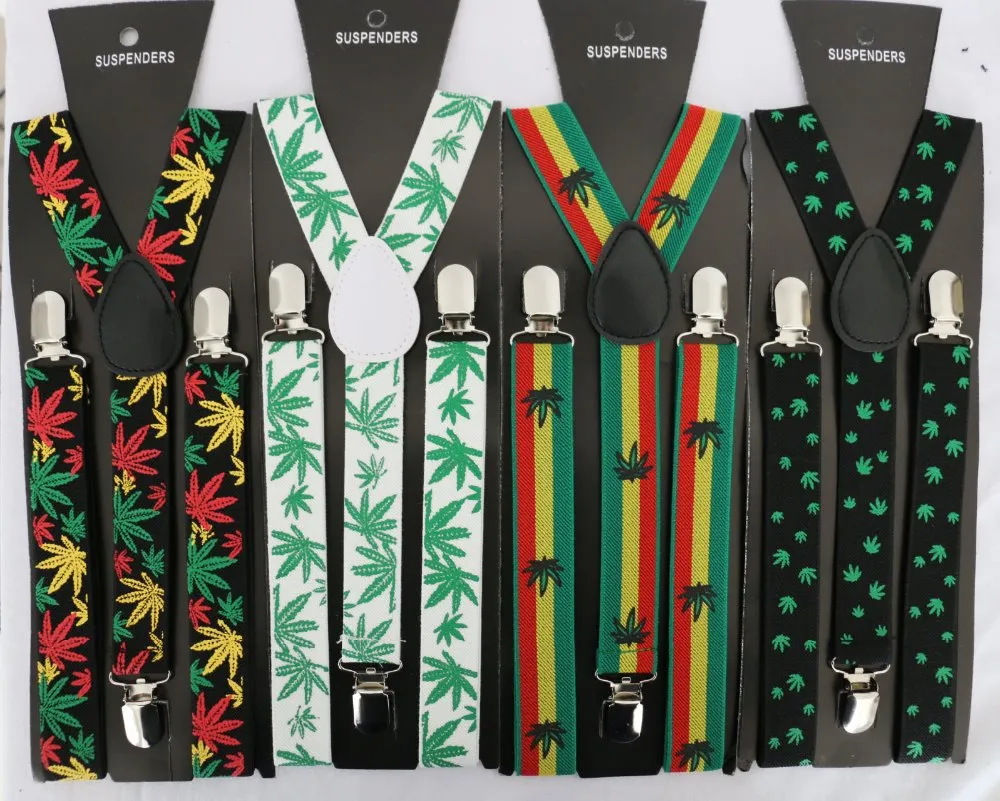 Rasta Hemp Leaf Suspenders