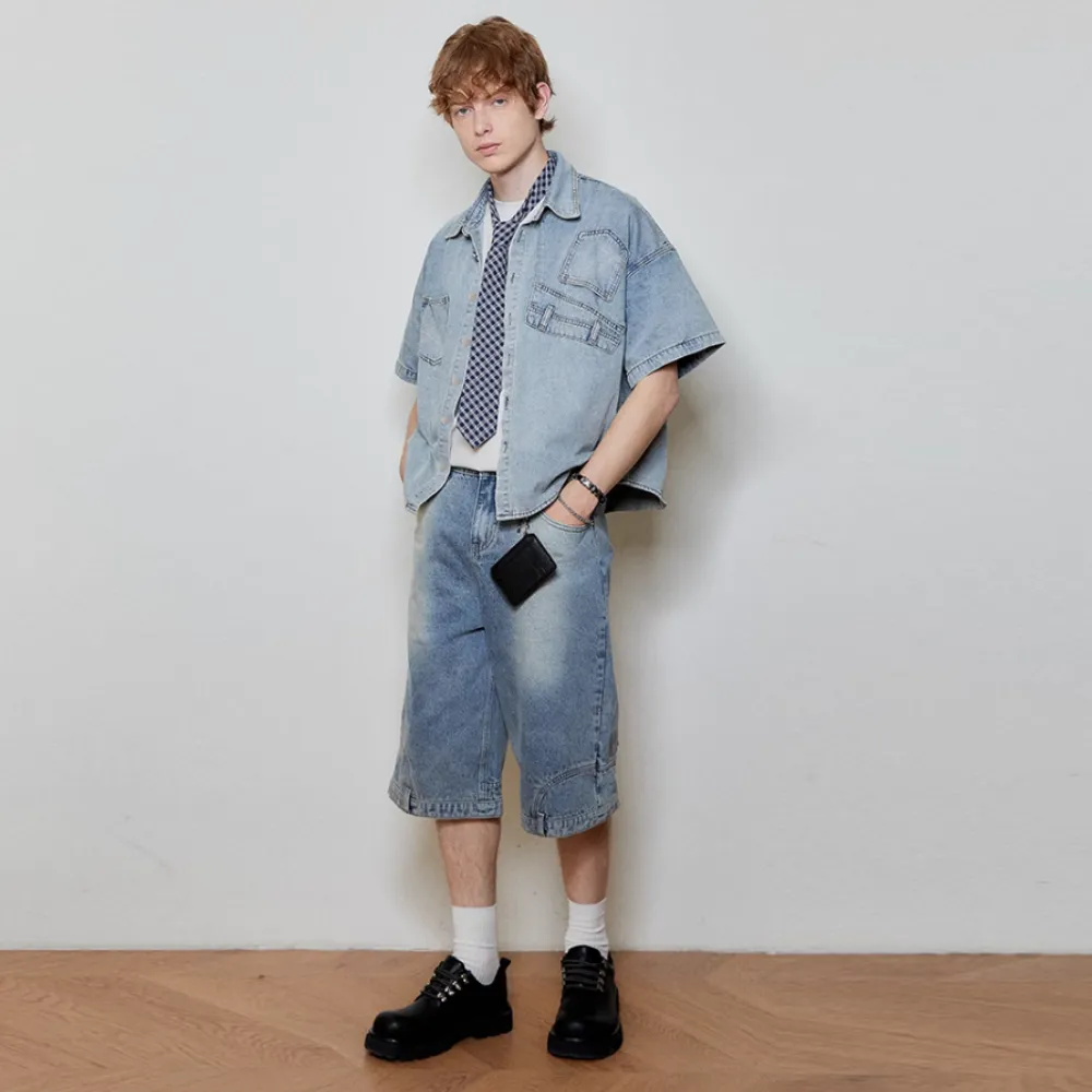 Retro Inverted  Denim Shorts