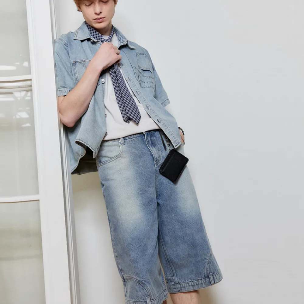 Retro Inverted  Denim Shorts