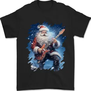 Rock Santa Playing Electric Guitar Christmas Xmas Mens T-Shirt 100% Cotton