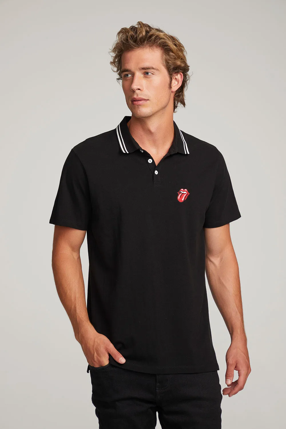 Rolling Stones Embroidered Logo Mens Polo Tee