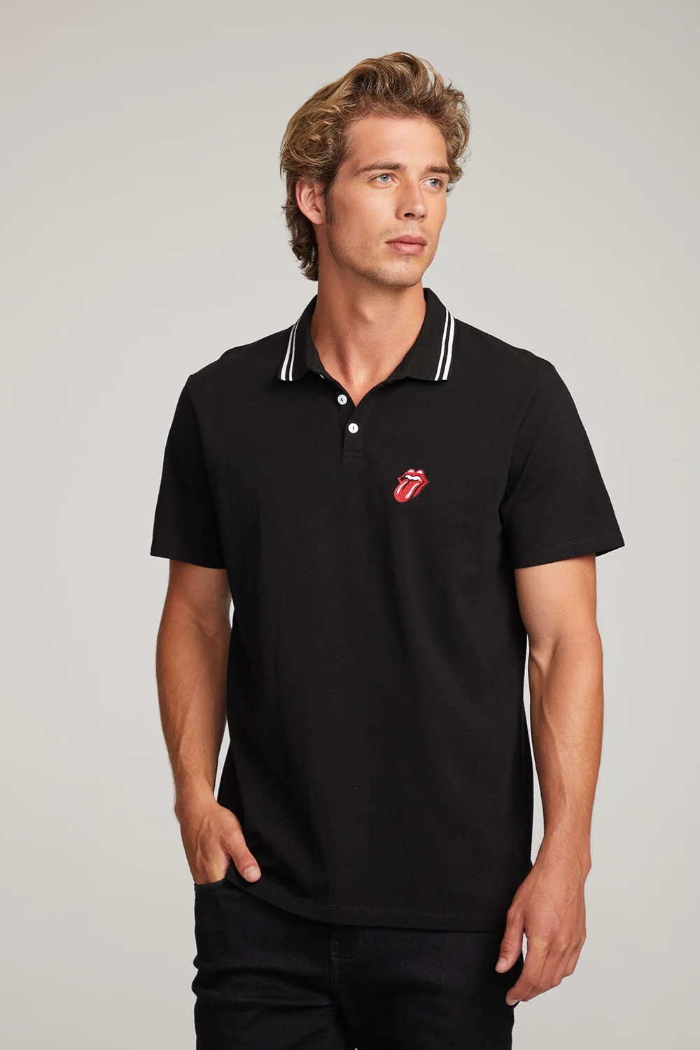 Rolling Stones Embroidered Logo Mens Polo Tee