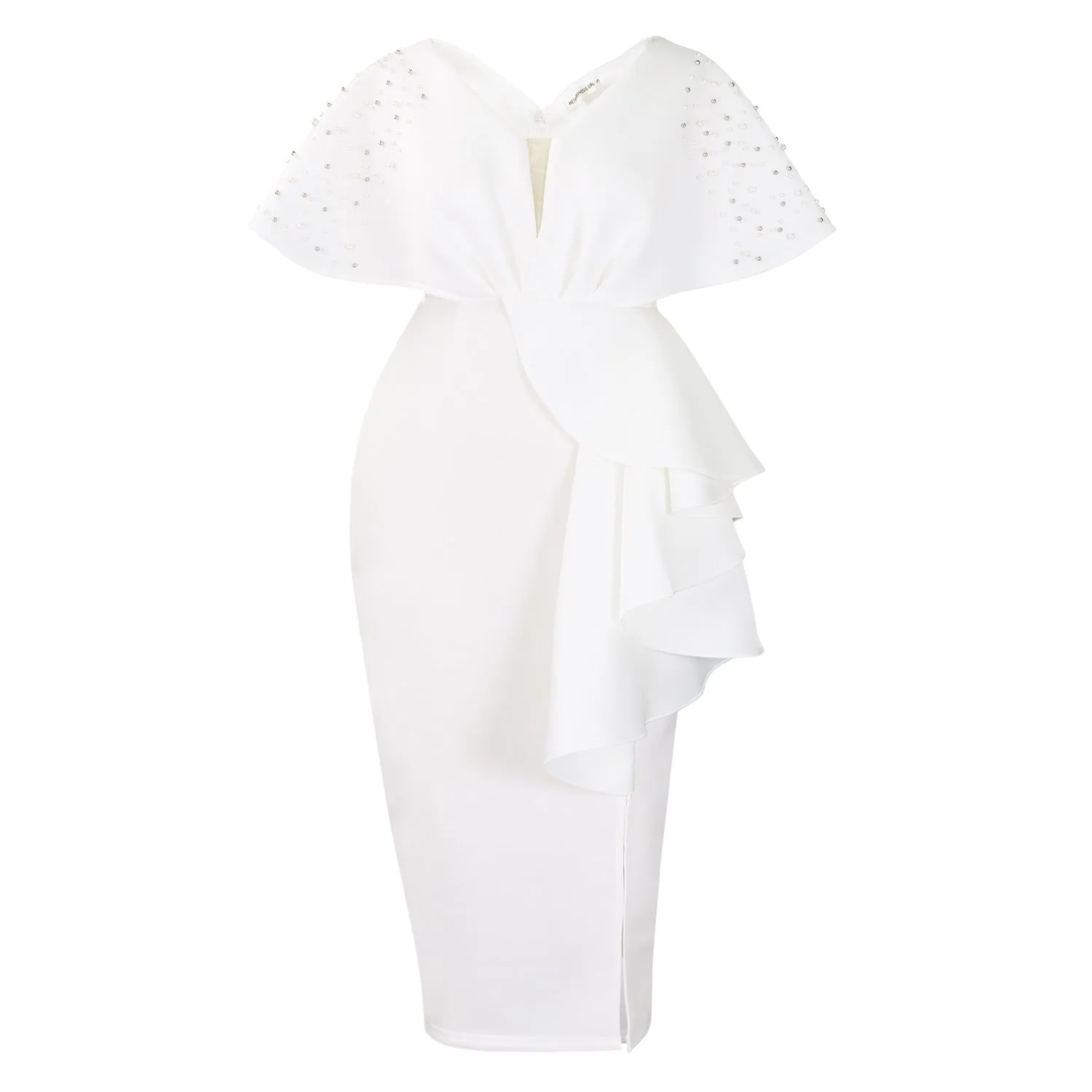 ROMILDI D516  Summer Sexy V-Neck Lotus Leaf Split Bead Gala Dress Celebrity Temperament Banquet Dress