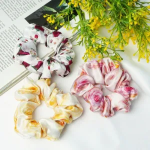 Rose Printed Scrunchies Set of 3