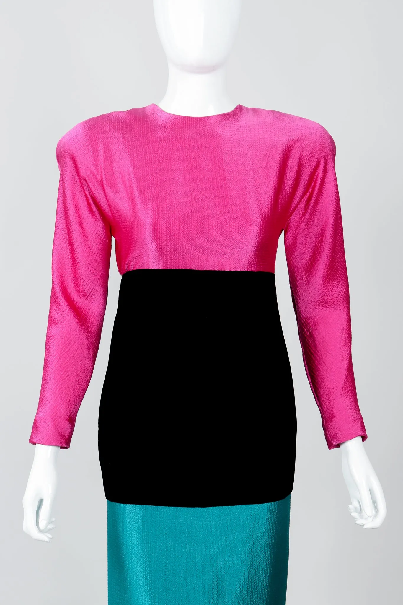 Silk Velvet Colorblock Gown