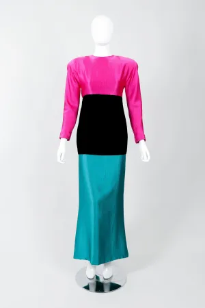 Silk Velvet Colorblock Gown