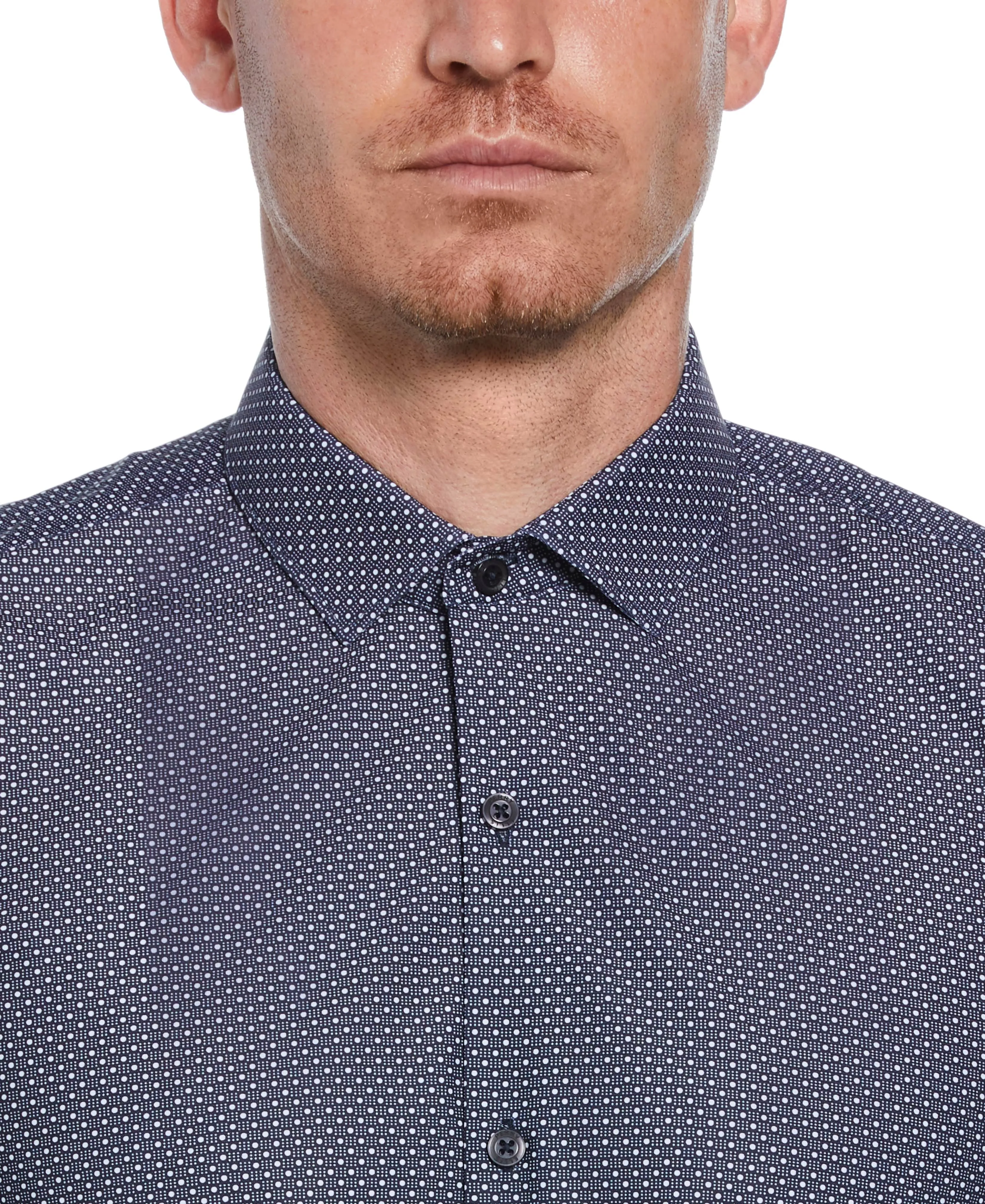 Slim Fit Knit Black and White Dot Shirt