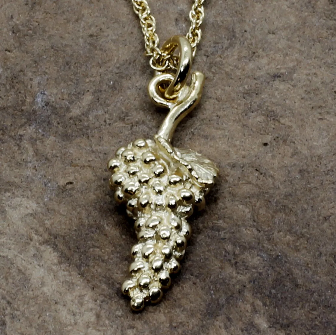 Small Gold Vermeil Grape Cluster Necklace Grape Lover Gift For Her