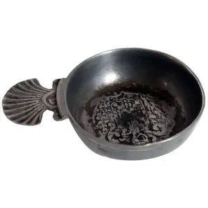 Small Vintage French Pewter Armorial Wine Tasting Bowl (Tastevin)