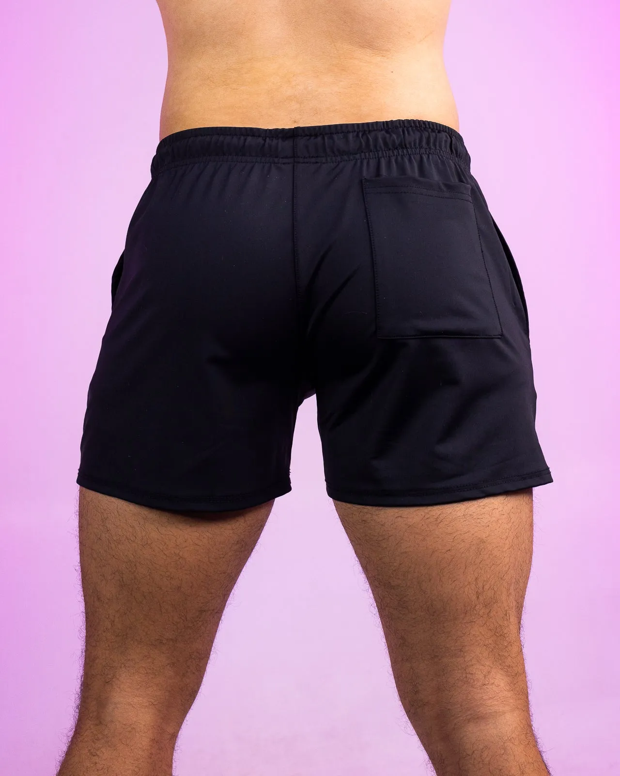 Solid Black Drawstring Shorts