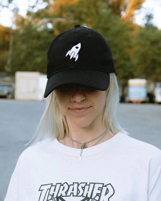 Space Yacht Black & White Dad Hat