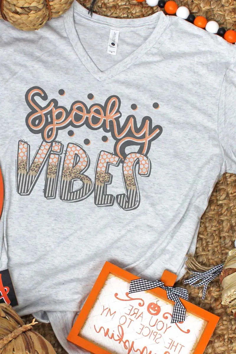 Spooky Vibes Tri-Blend V Neck Tee