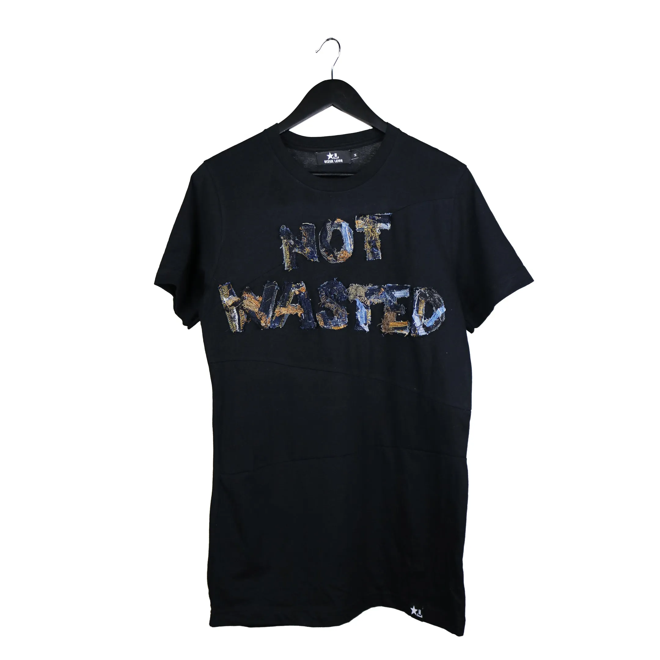 Start Today - Upcycled t-shirt with denim patches