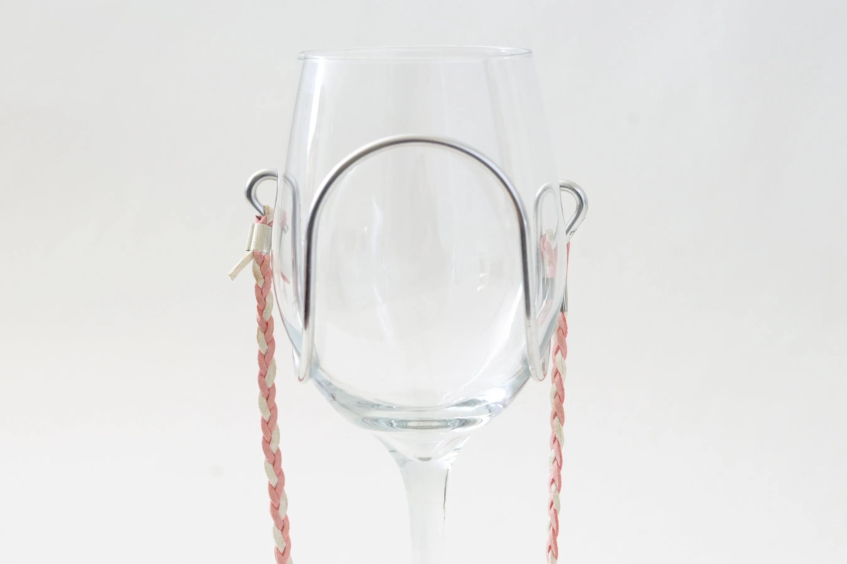 Suede - Pink & White - Wine Glass Necklace
