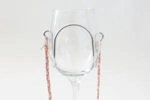 Suede - Pink & White - Wine Glass Necklace