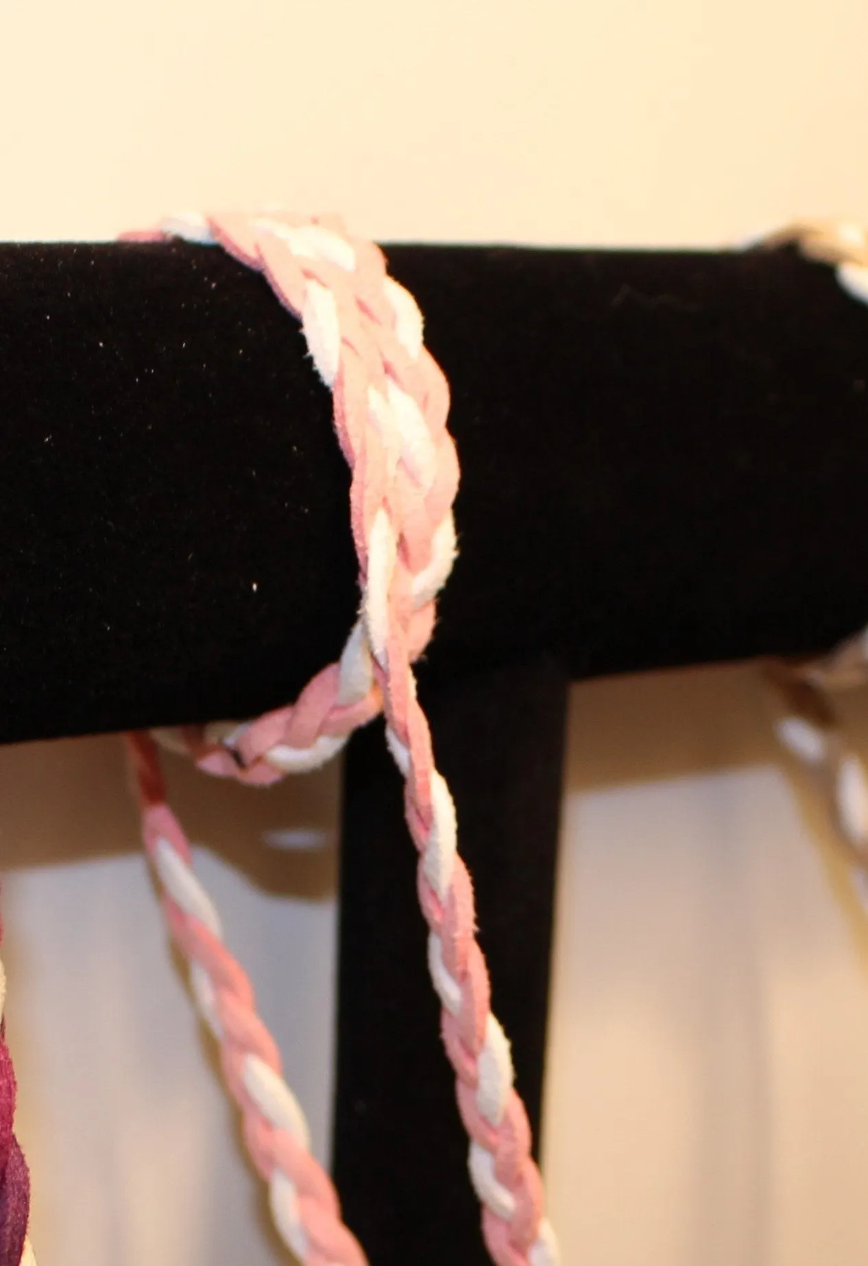 Suede - Pink & White - Wine Glass Necklace