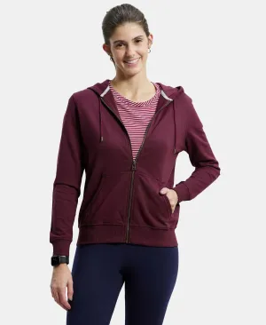 Super Combed Cotton French Terry Fabric Hoodie Jacket with Side Pockets - Wine Tasting