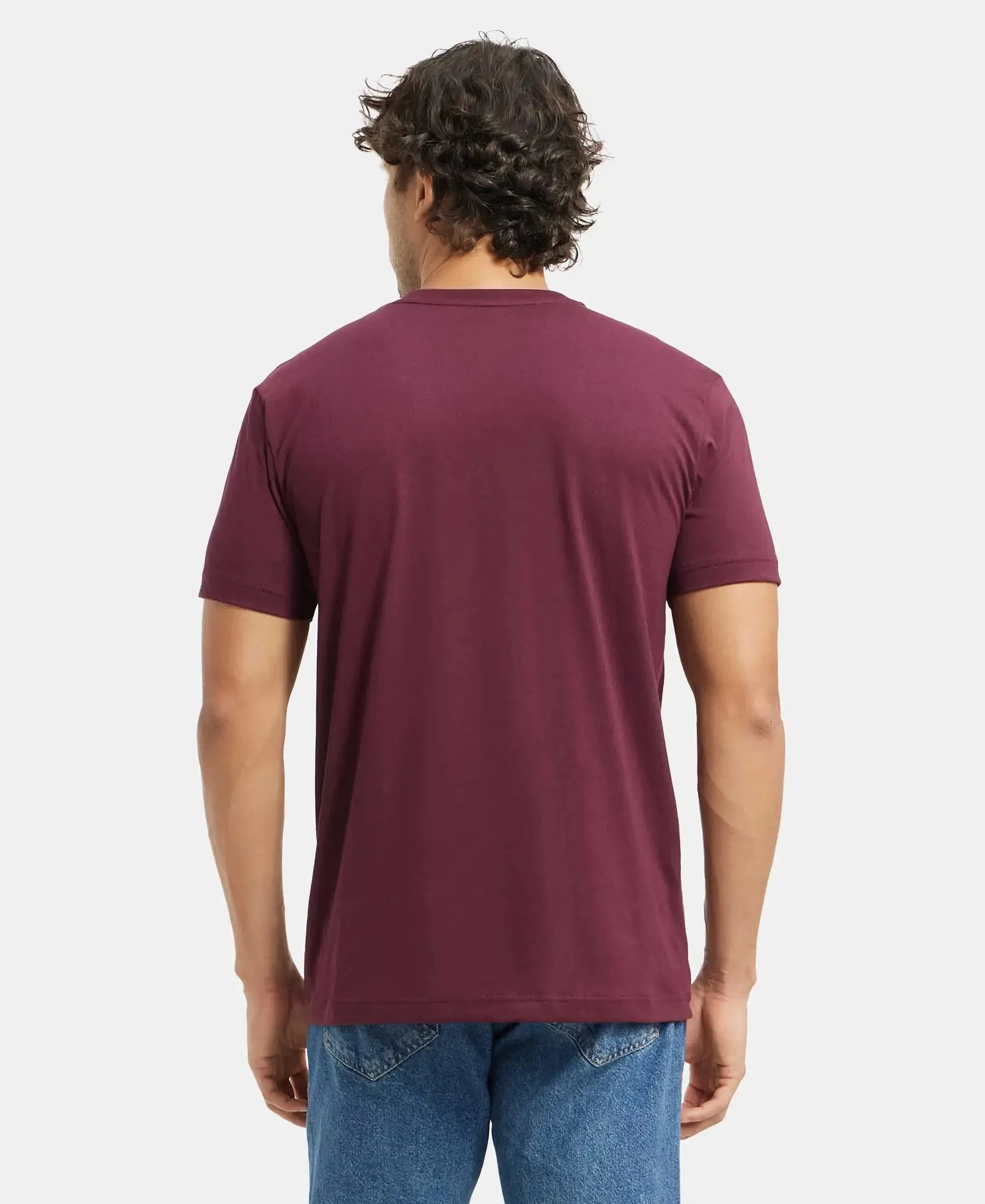 Super Combed Cotton Rich Solid V Neck Half Sleeve T-Shirt  - Wine Tasting