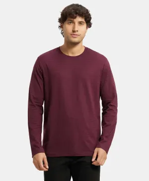 Super Combed Supima Cotton Solid Round Neck Full Sleeve T-Shirt - Wine Tasting