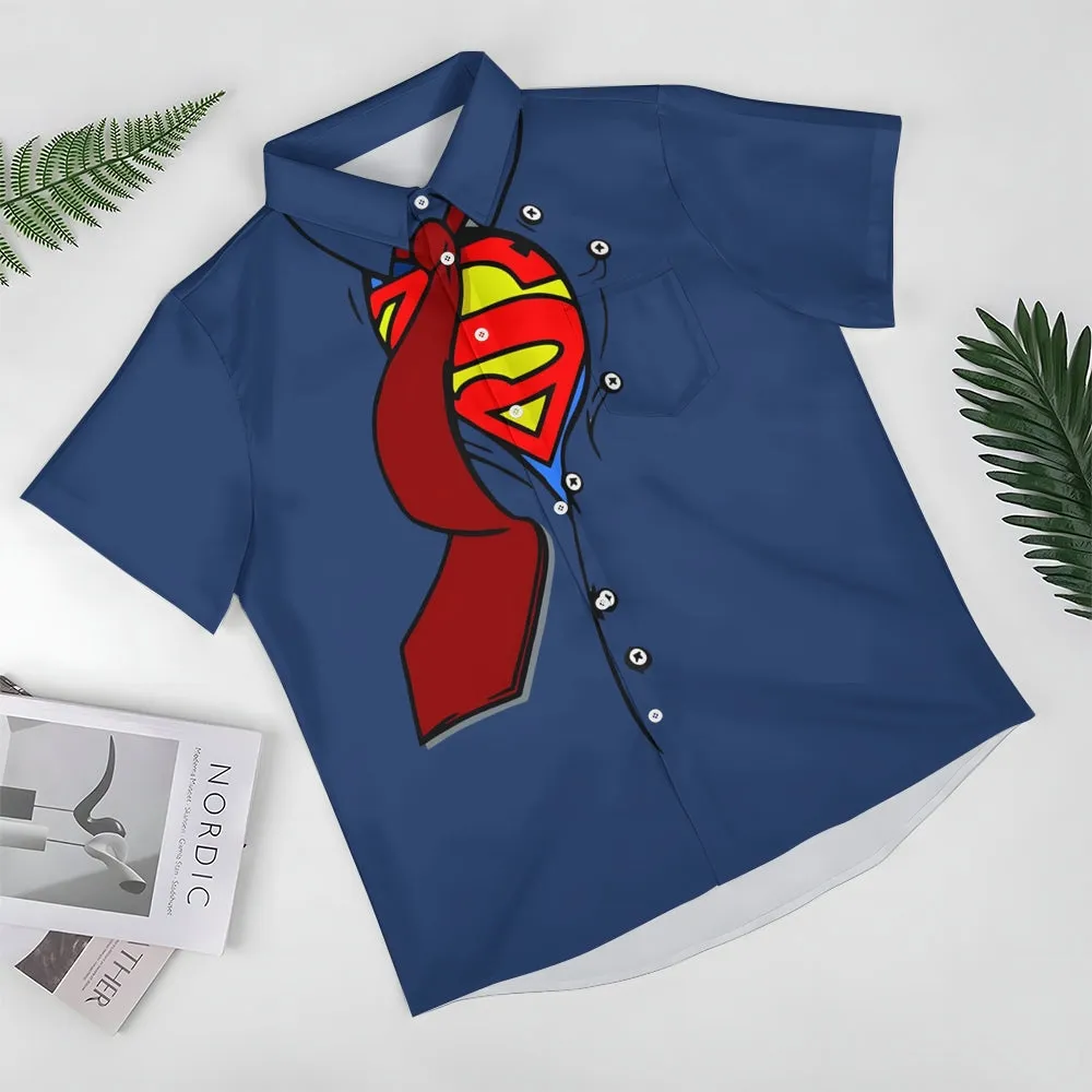 Superpower Men's Cartoon Print Casual Short Sleeve Shirt 2406000554