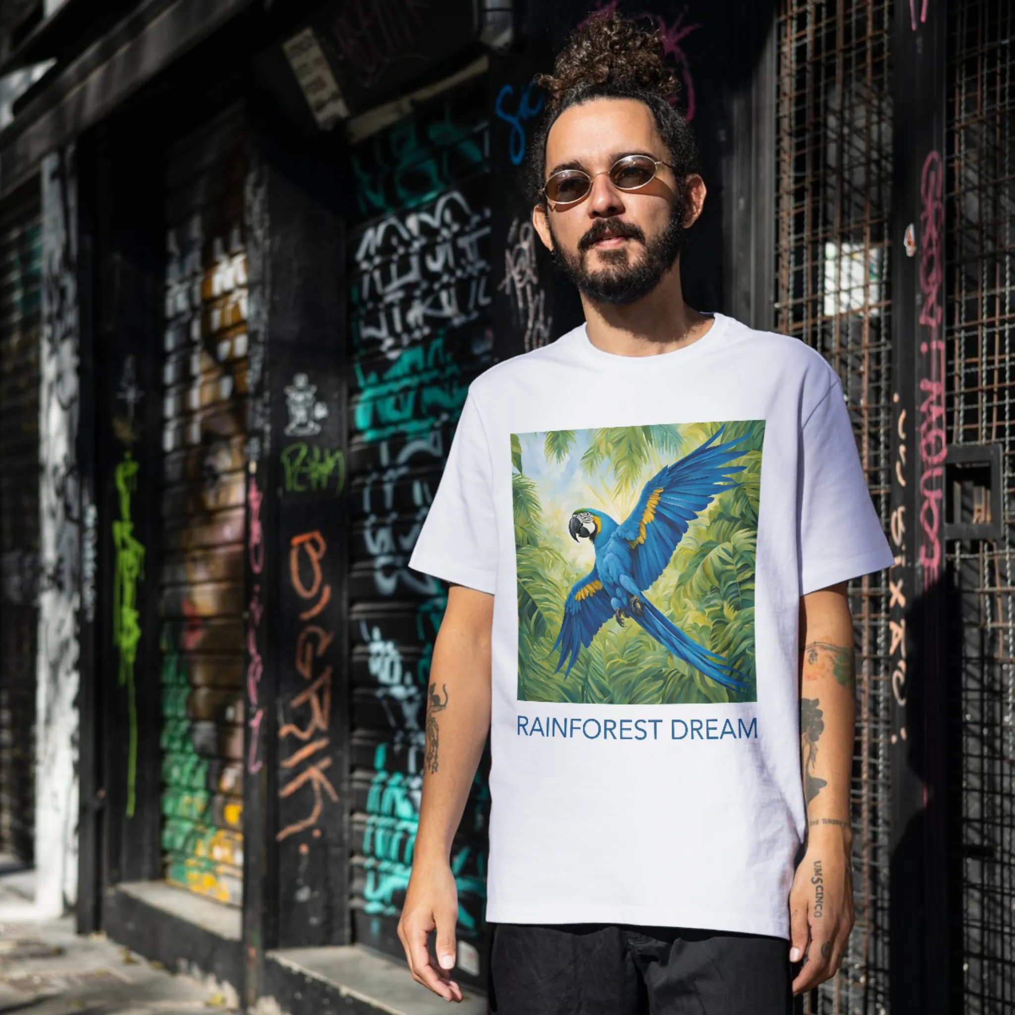 Swooping Blue Macaw Tee