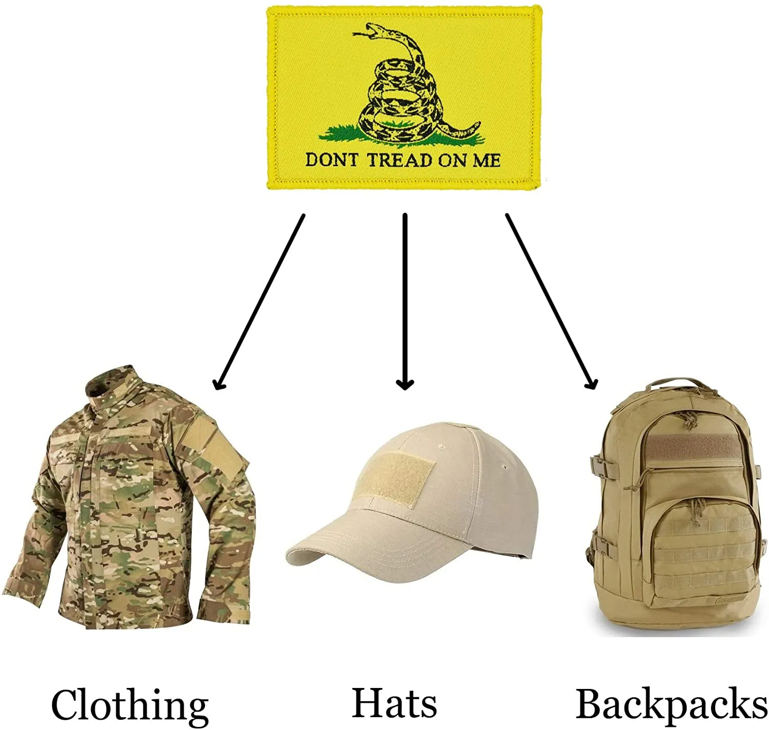 Tactical-Black & Yellow Flag 2-Pack Patch Set, 2x3 inch, Woven, Hook and Loop (Don't Tread on Me)