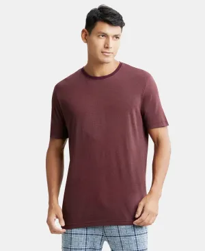 Tencel Micro Modal And Combed Cotton Blend Round Neck Half Sleeve T-Shirt - Wine tasting & Maroon