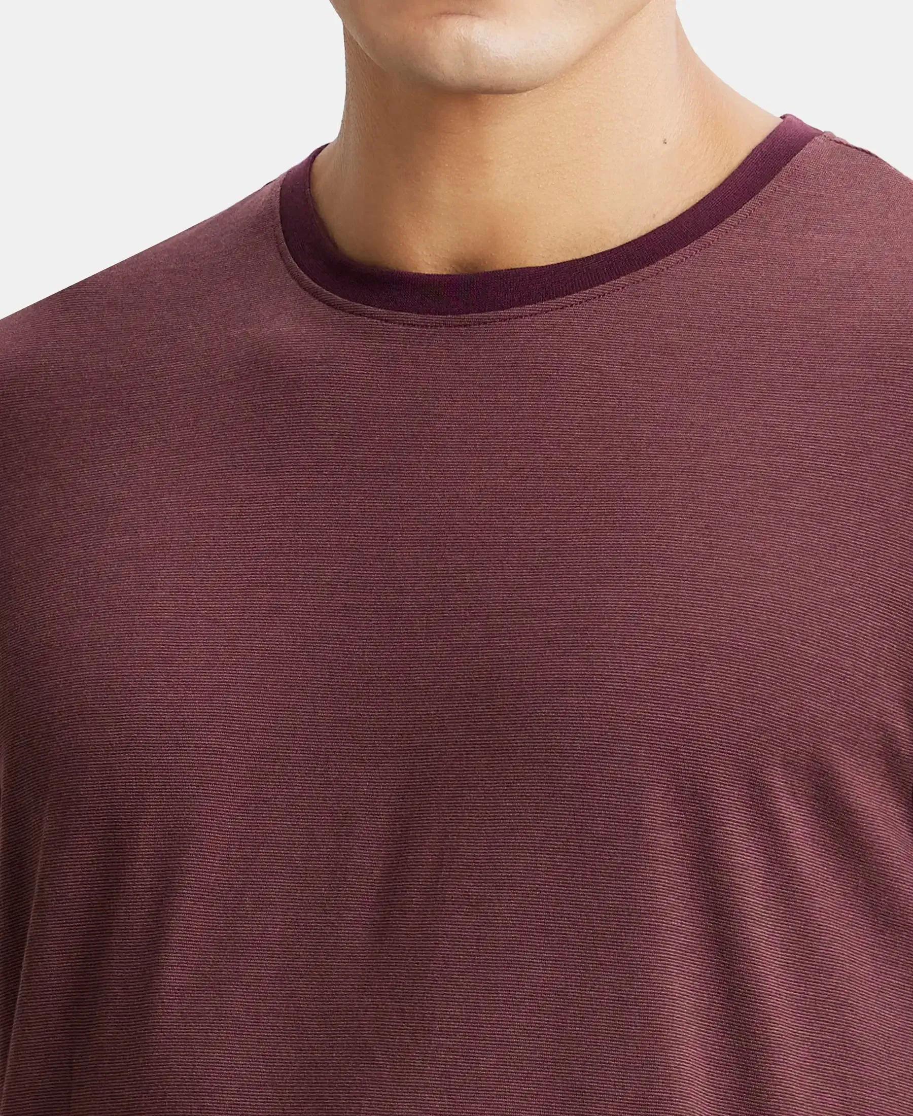 Tencel Micro Modal And Combed Cotton Blend Round Neck Half Sleeve T-Shirt - Wine tasting & Maroon