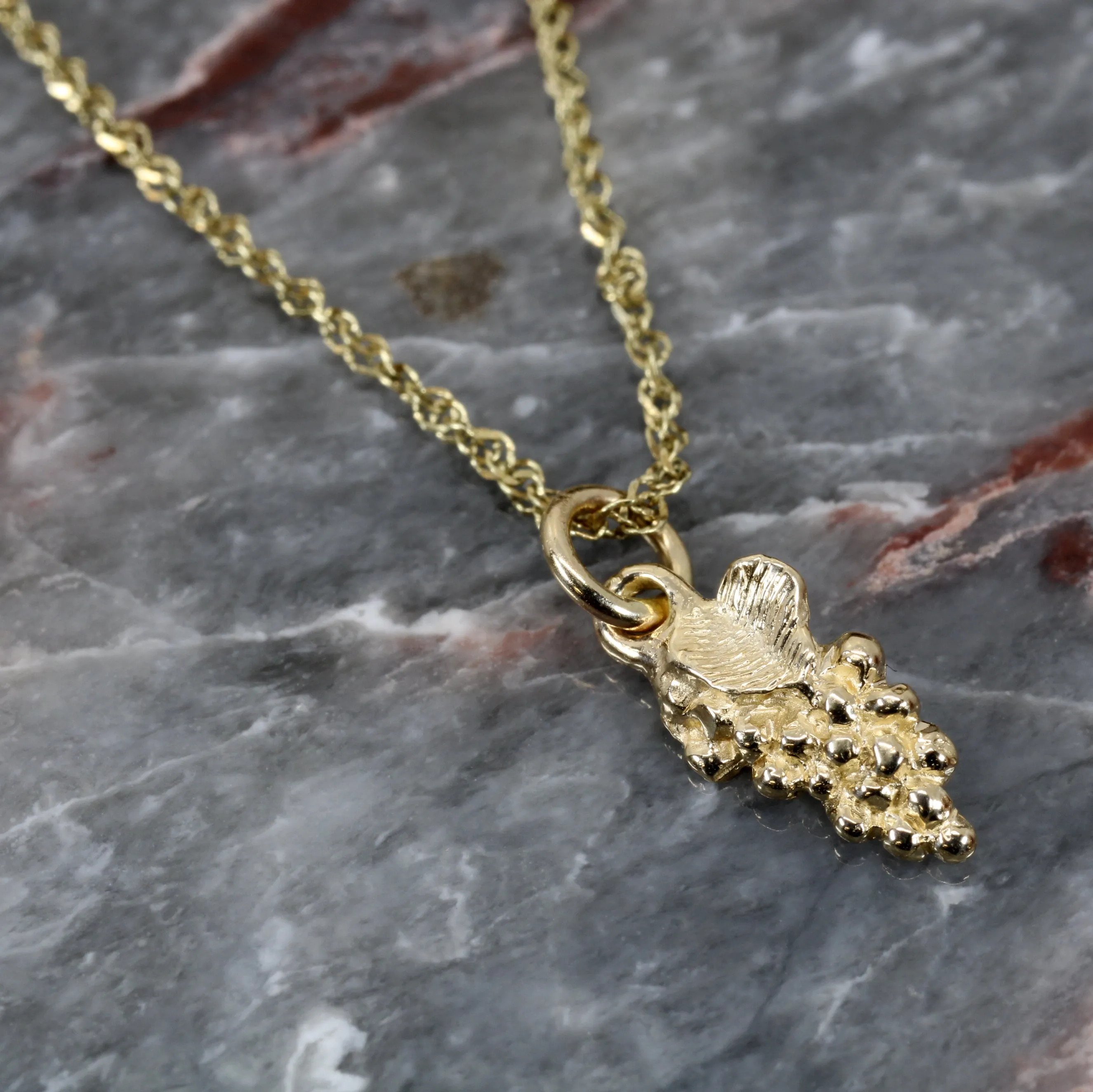 Tiny Gold Grape Cluster Necklace made in solid 14kt gold for her