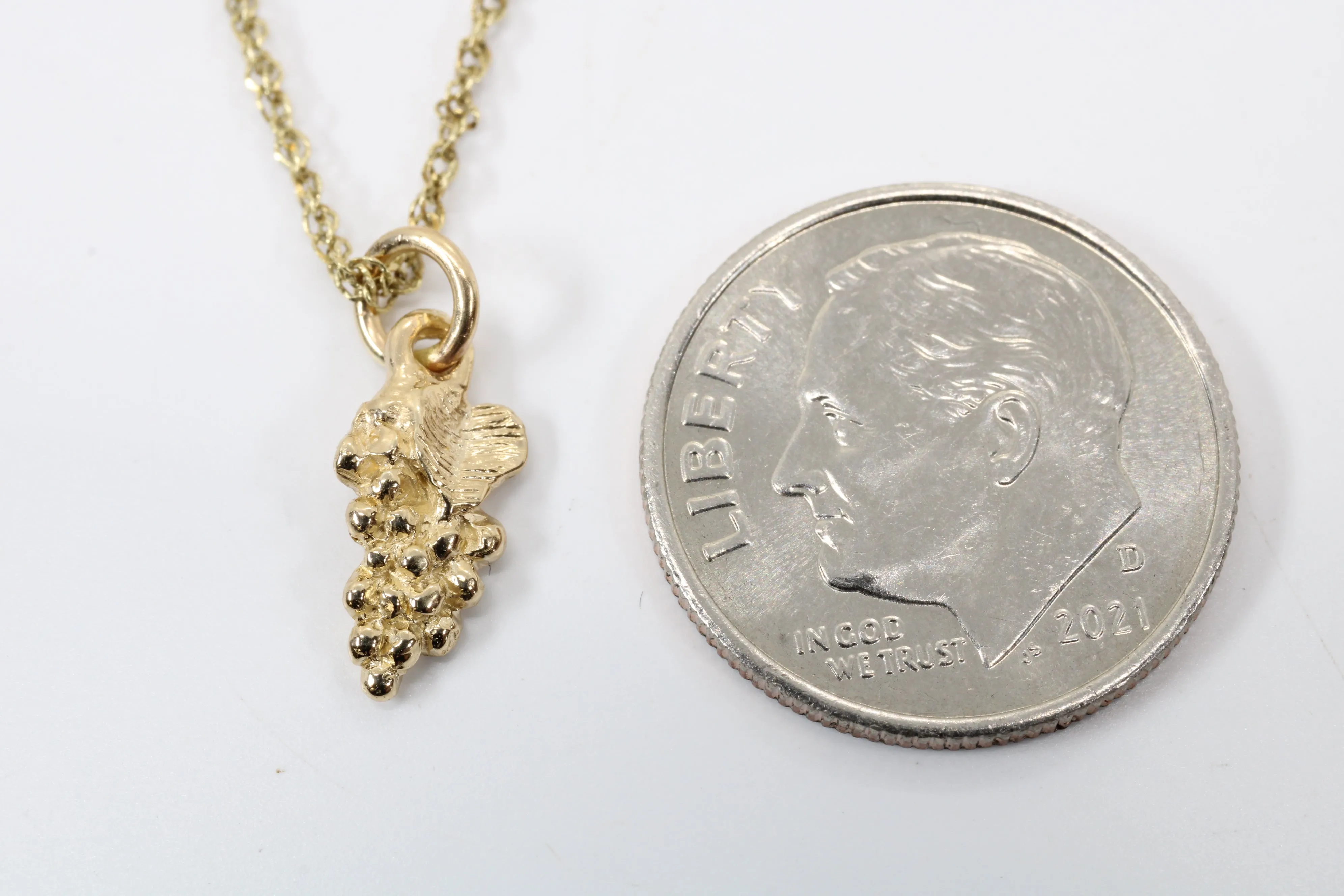 Tiny Gold Grape Cluster Necklace made in solid 14kt gold for her