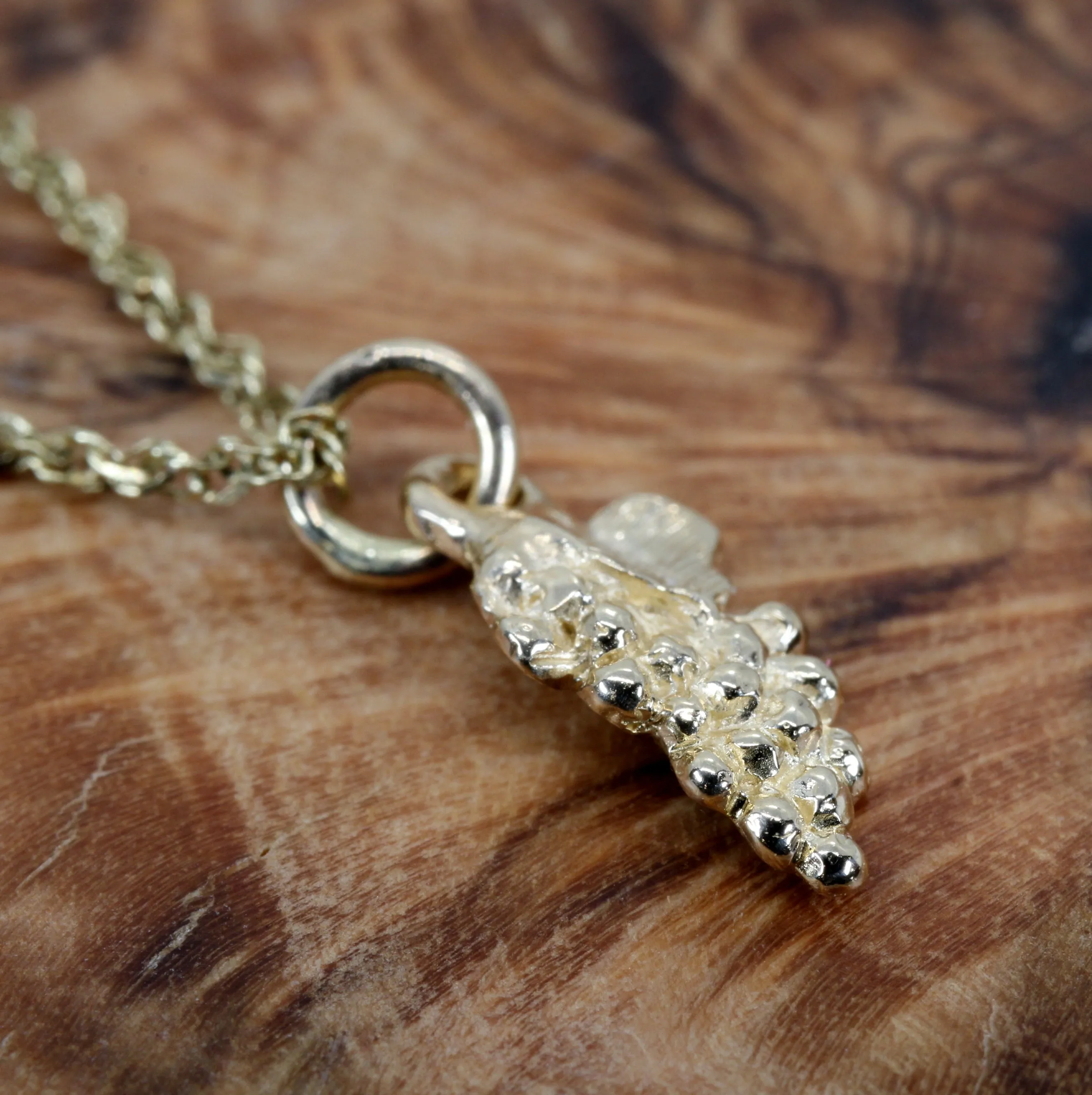 Tiny Gold Grape Cluster Necklace made in solid 14kt gold for her