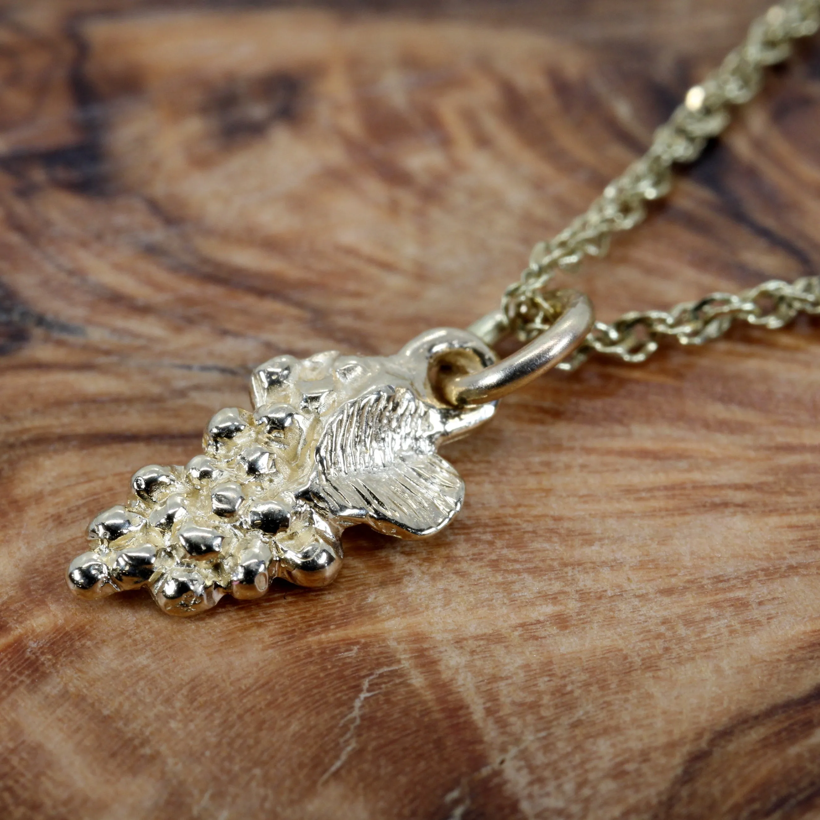 Tiny Gold Grape Cluster Necklace made in solid 14kt gold for her