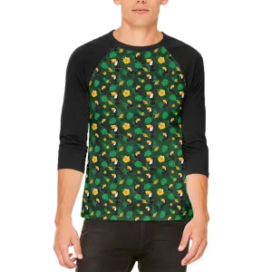 Tropical Toucan Rainforest Repeat Pattern Mens Raglan T Shirt