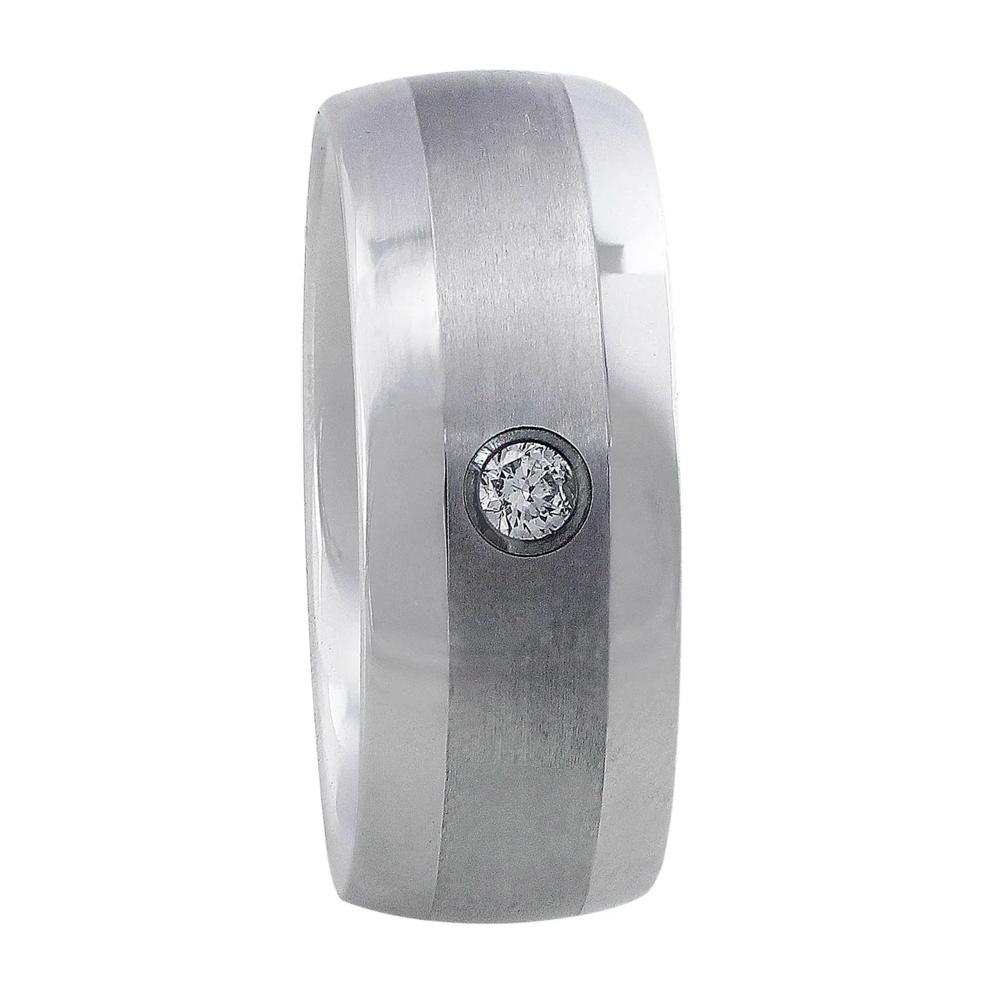 Tungsten Carbide Satin & Polished Diamond Band