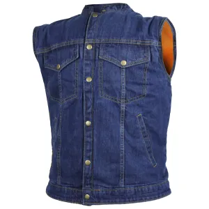 VB911BL & VB911BK Vance Leather Mens Denim Patch Holder Vest