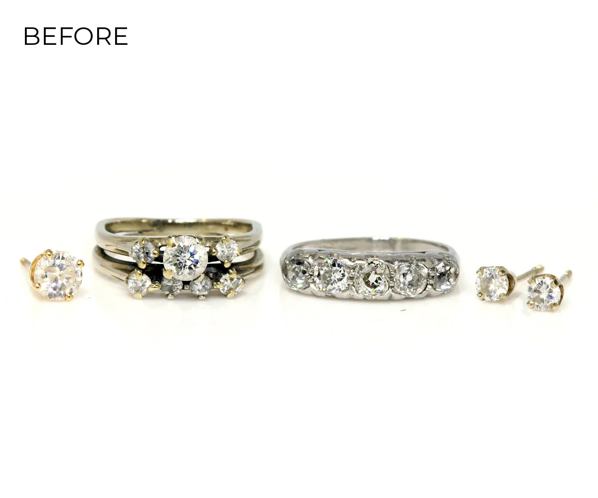 Vintage Cushion Diamond Engraved Wedding Ring