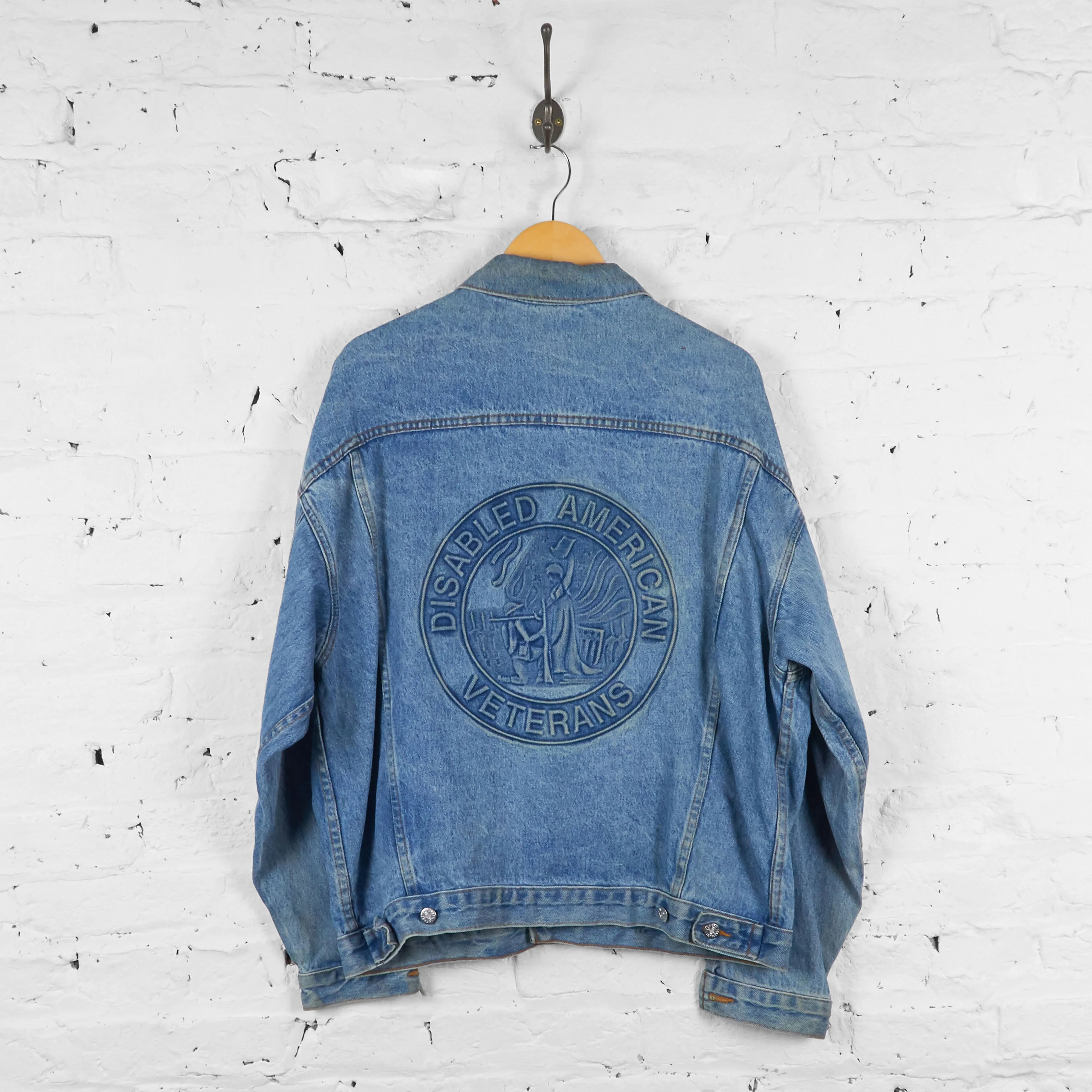 Vintage Embossed Denim Jacket - Blue - L