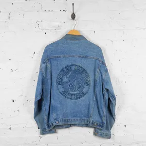 Vintage Embossed Denim Jacket - Blue - L